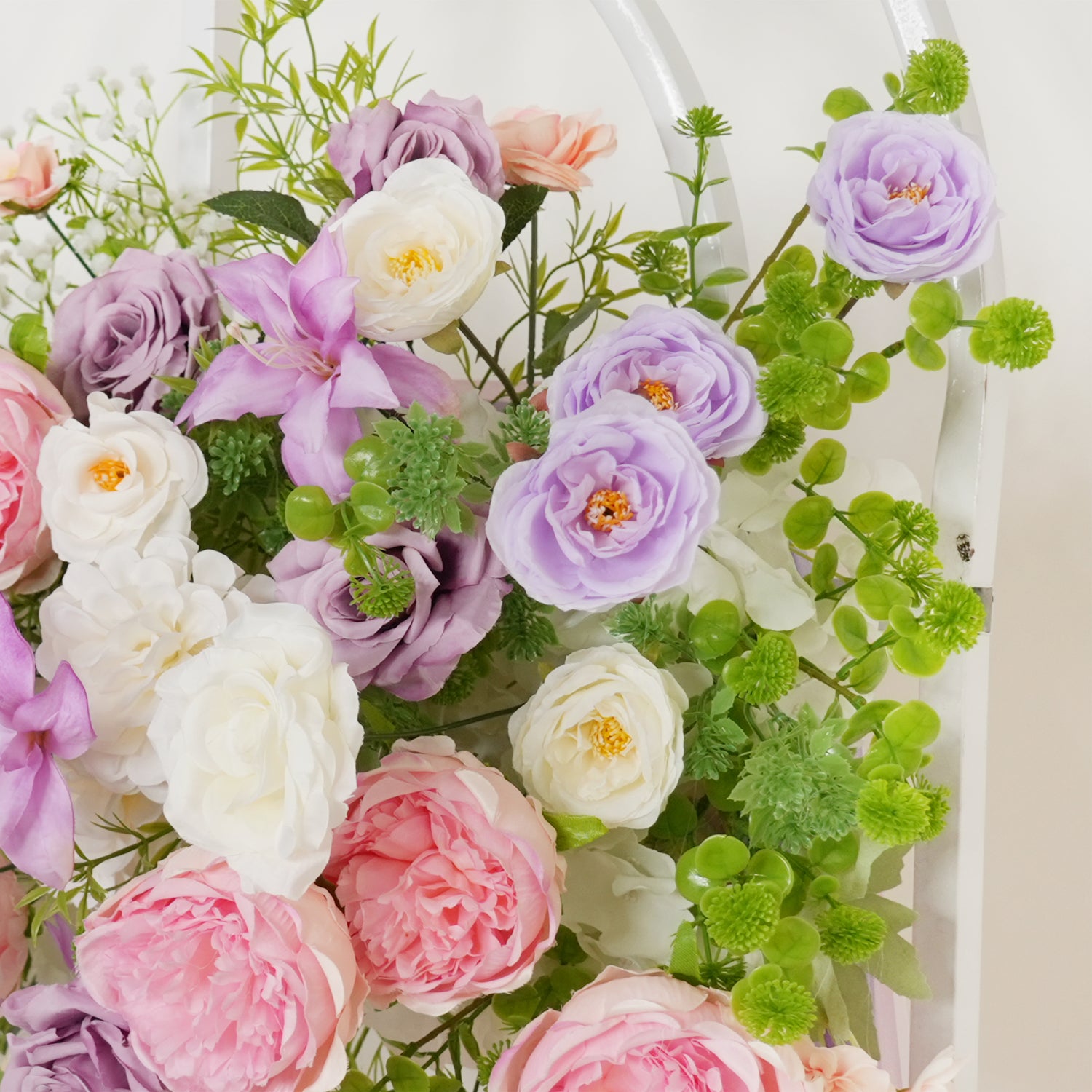 Uflower Artificial Purple Pink Wedding KT Backdrop Flower Row Decor